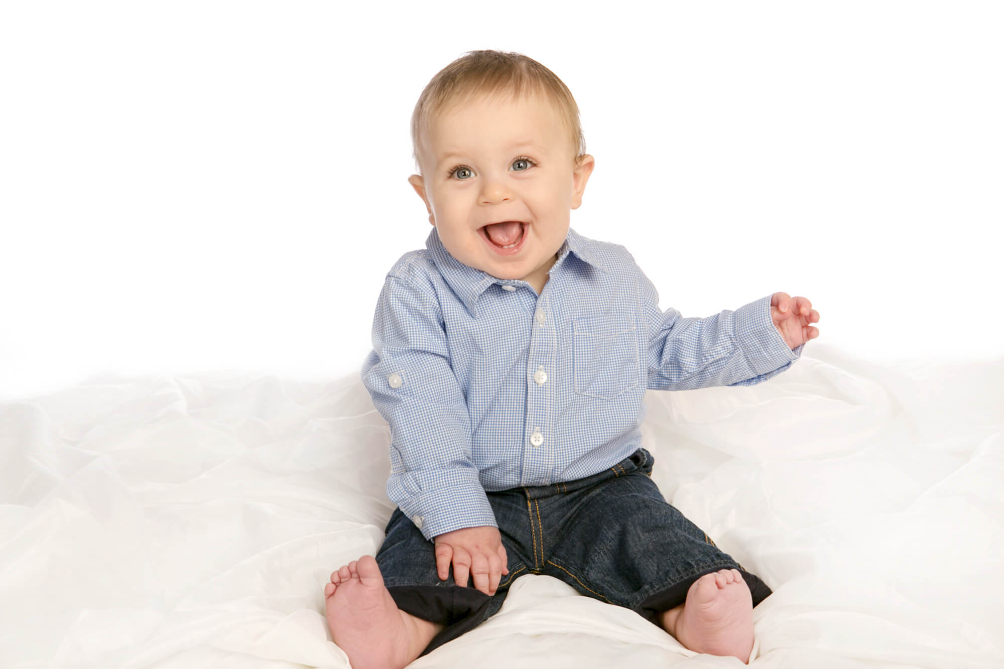 Baby Boy Portraits taken on White Backdrop