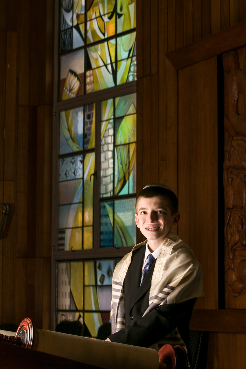 Bar Mitzvah Portrait with Stained Glass