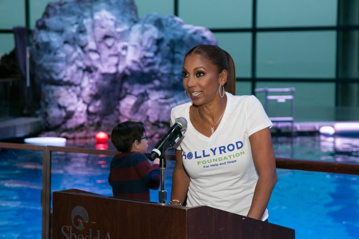 Holly Peete Robinson speaks at the Shedd Aquarium