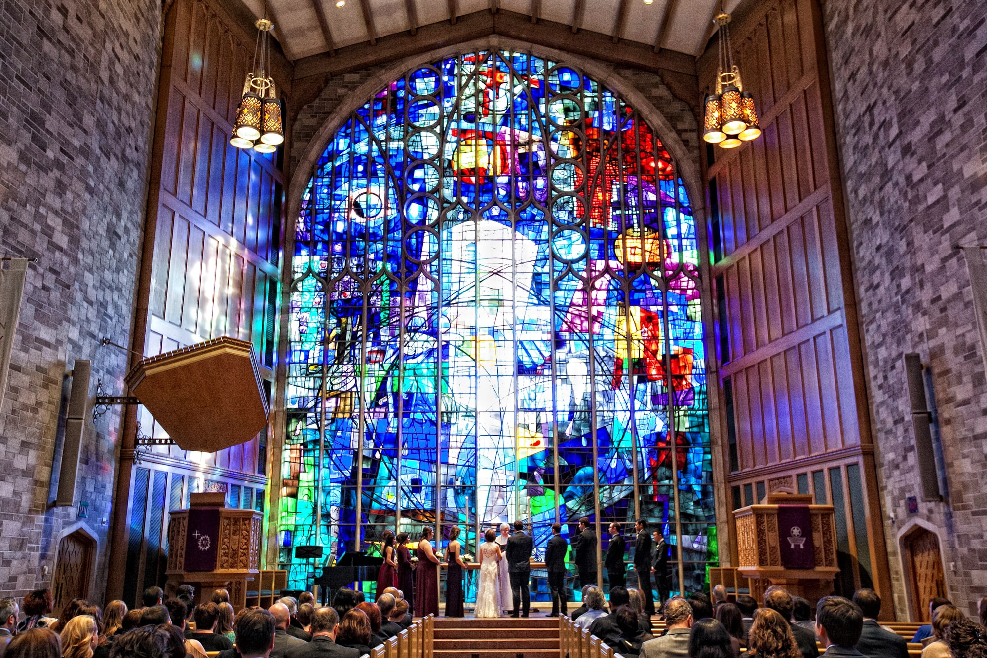 Wedding ceremony at Alice Millar Chapel Evanston