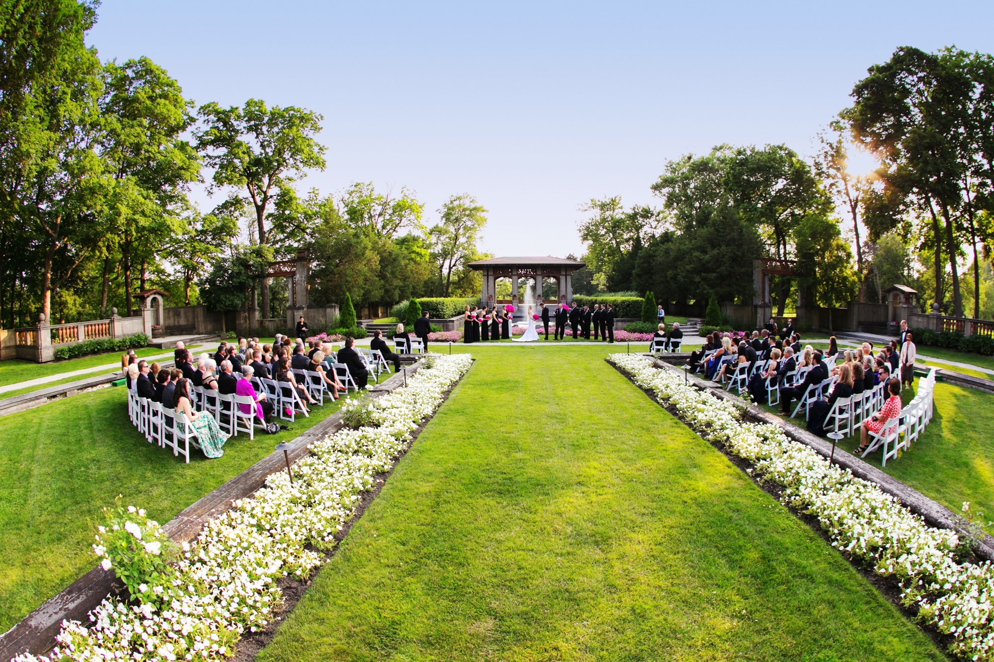 Wedding ceremony in the gardens of the Armour House