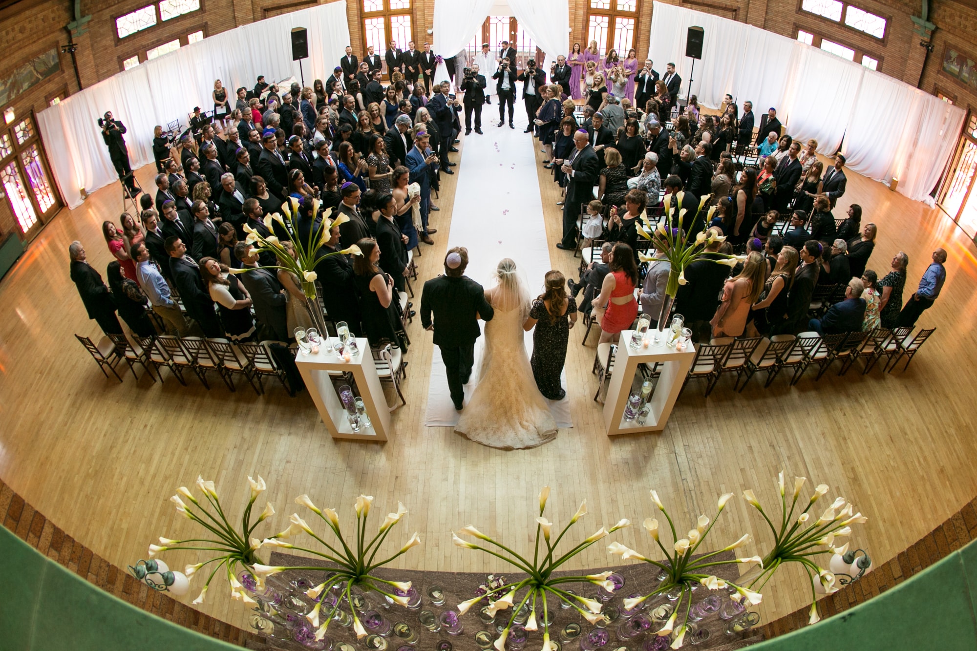Wedding ceremony photo at Cafe Brauer from balcony