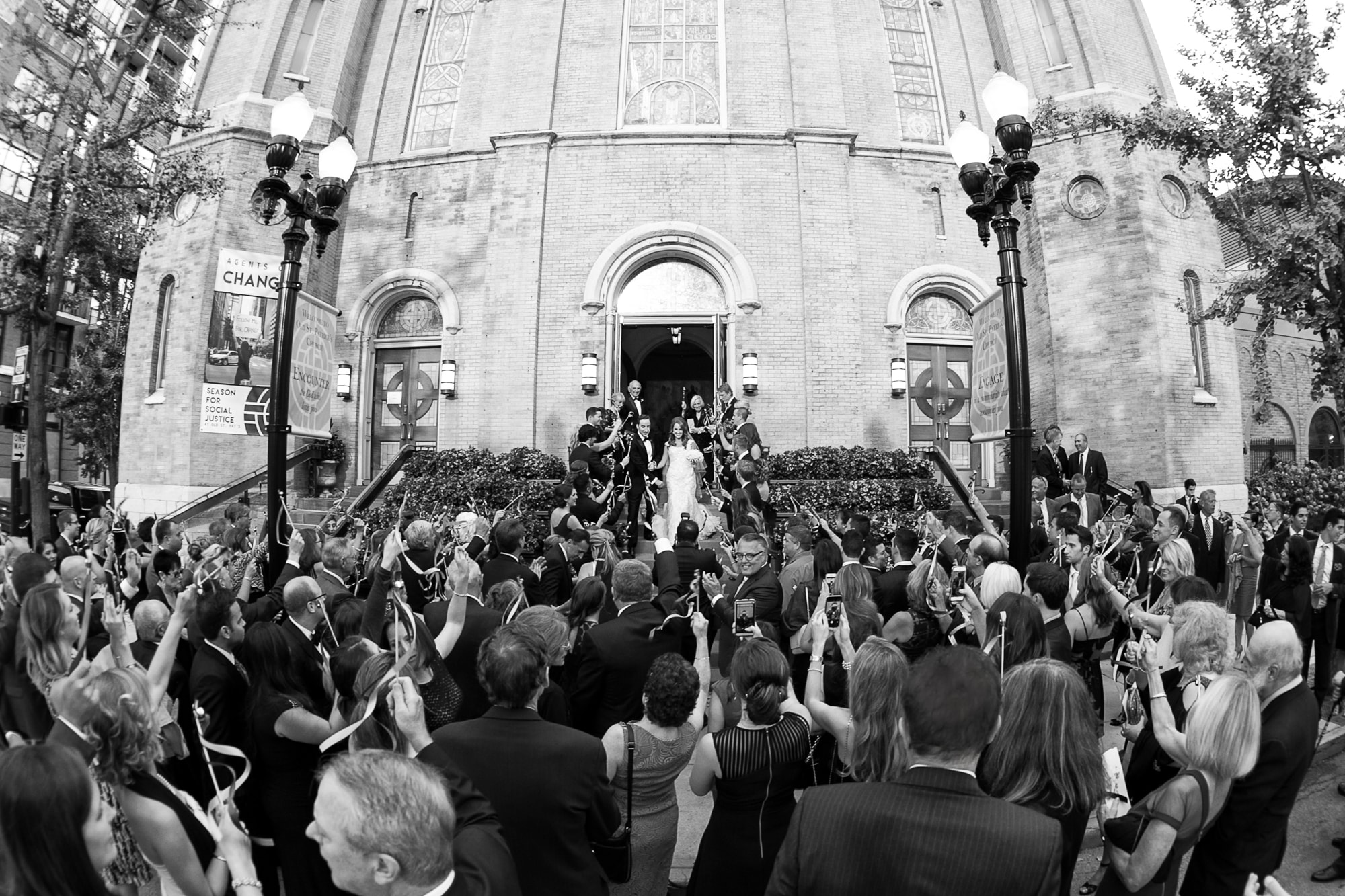 Grand Exit from wedding ceremony at Old St. Patrick's Chicago