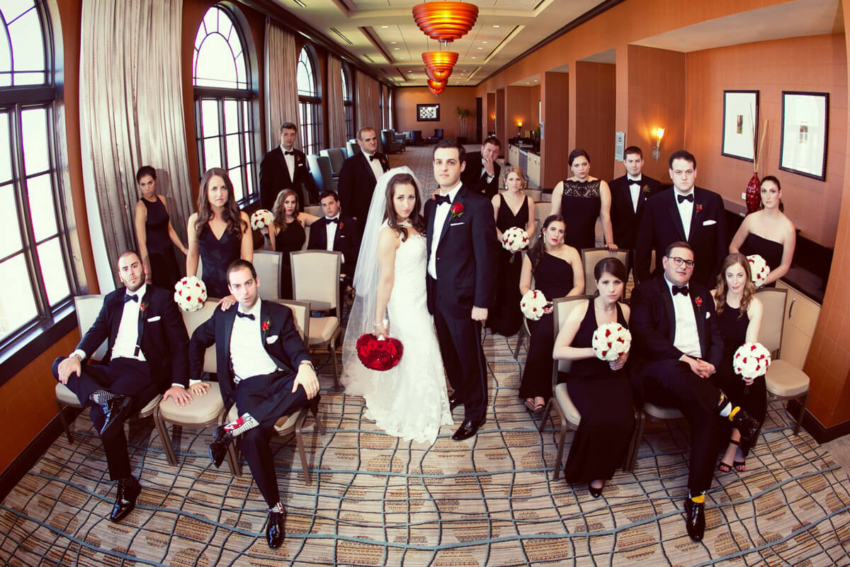 Editorial style wedding party portrait