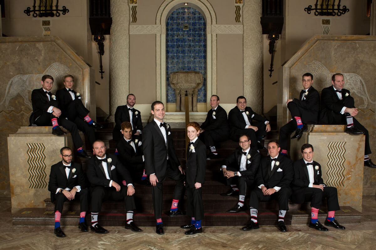 Groomsmen with fun socks at Chicago's Intercontinental