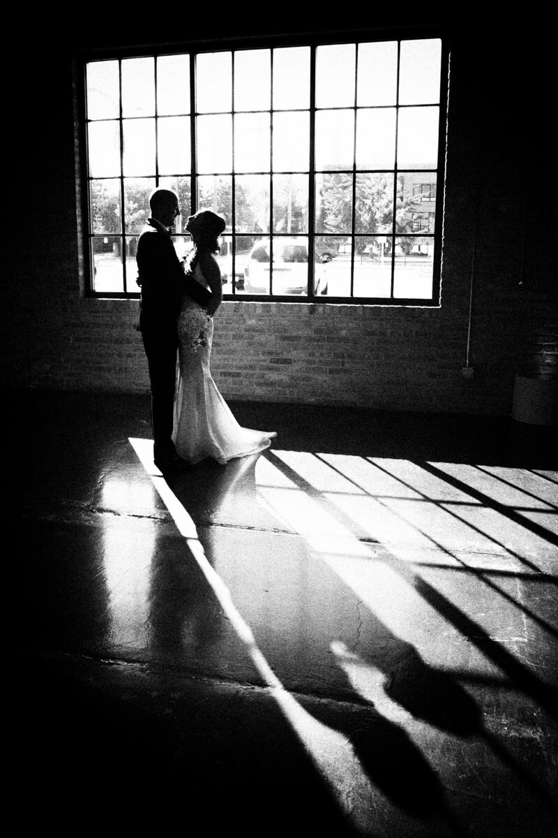 Wedding portrait in silhouette