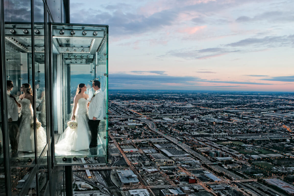 Willis Tower wedding portrait