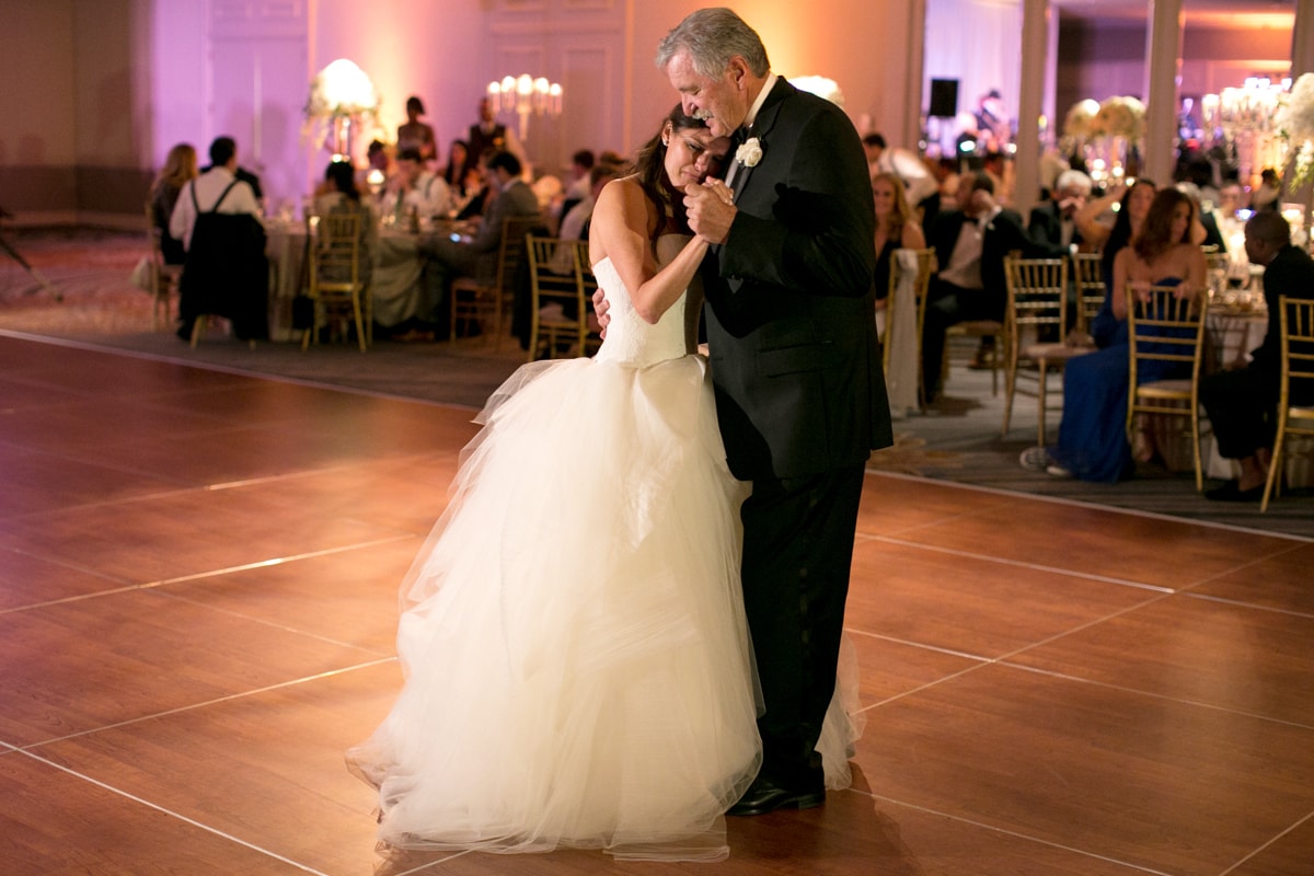 Emotional father daughter dance at wedding reception