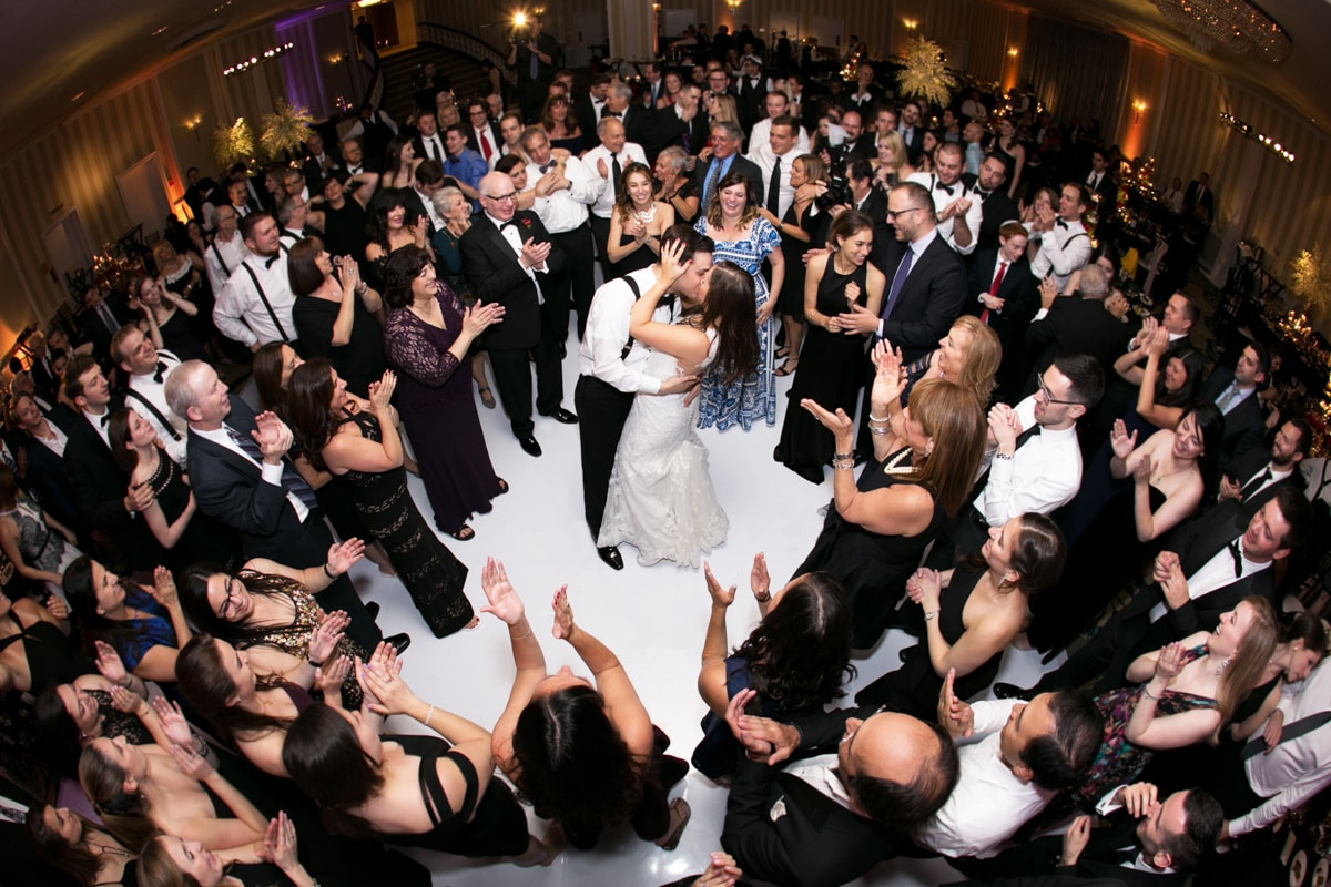 Full dance floor at wedding reception