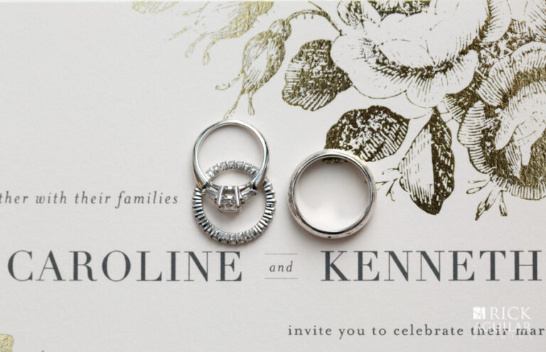 wedding rings on invitation