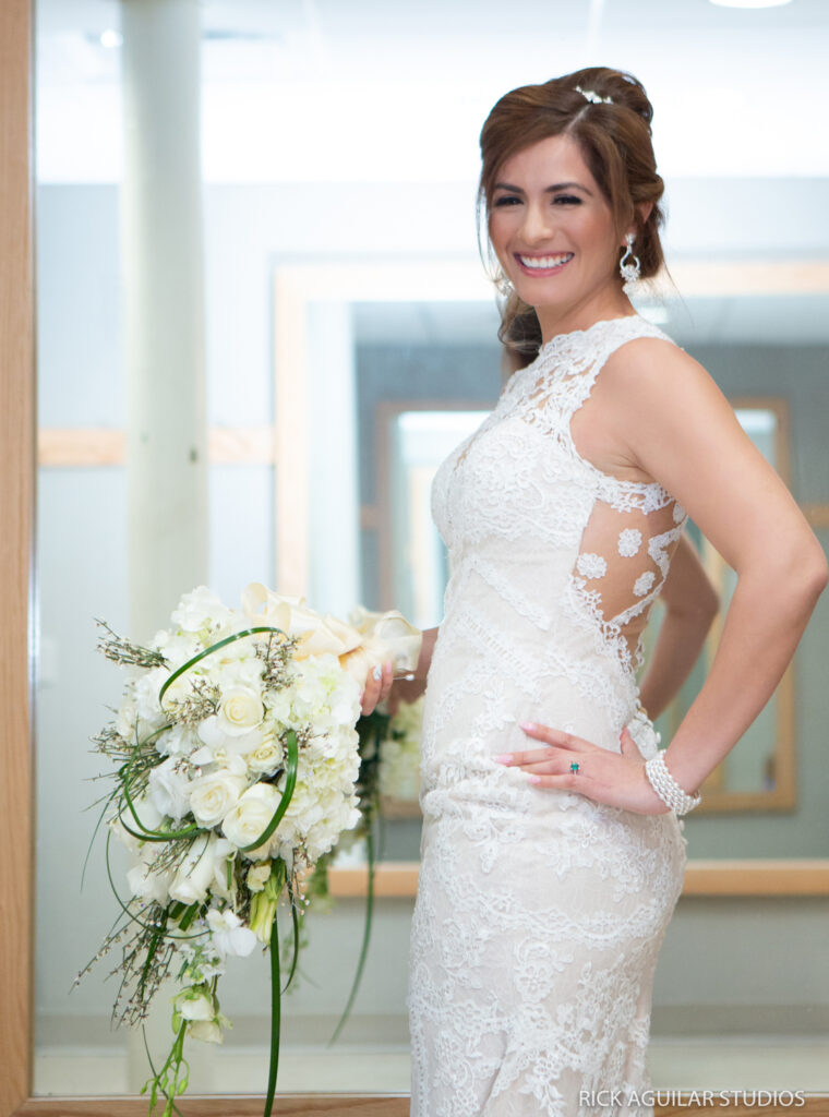 Bride Smiles at Old St Pats before Small Wedding